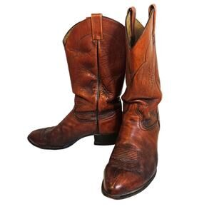 Vintage Tony Lama mens brown leather cowboy boots style 5084. Size 9 1/2 EE